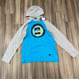 New Quicksilver large L 14/16 thin shirt hoodie blue gray nwt
